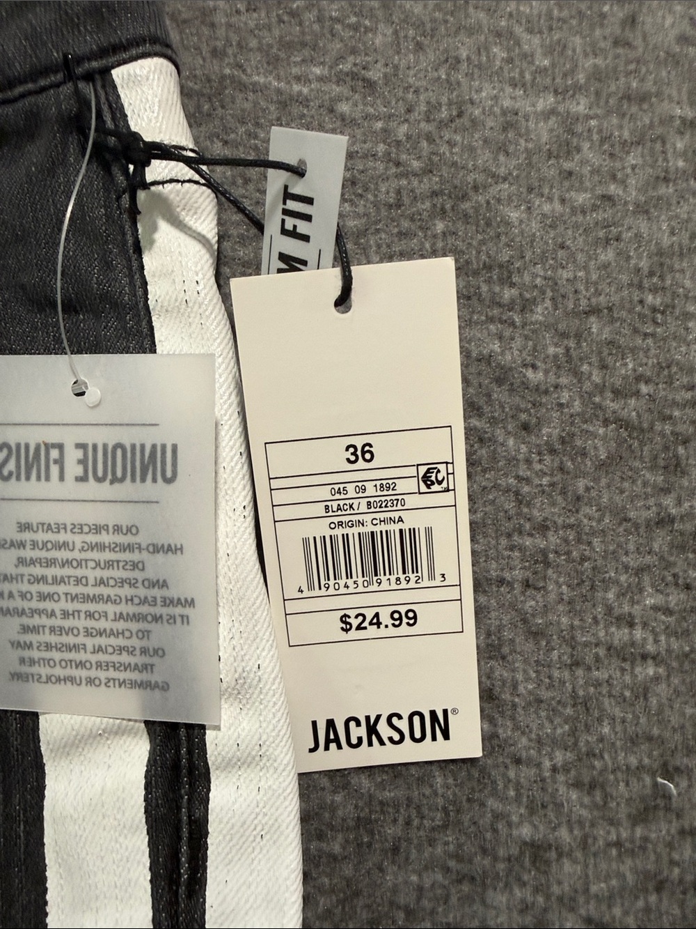 JACKSON Black Skinny Jeans‎ with White Side Stripes Size 36 - Picture 2 of 7
